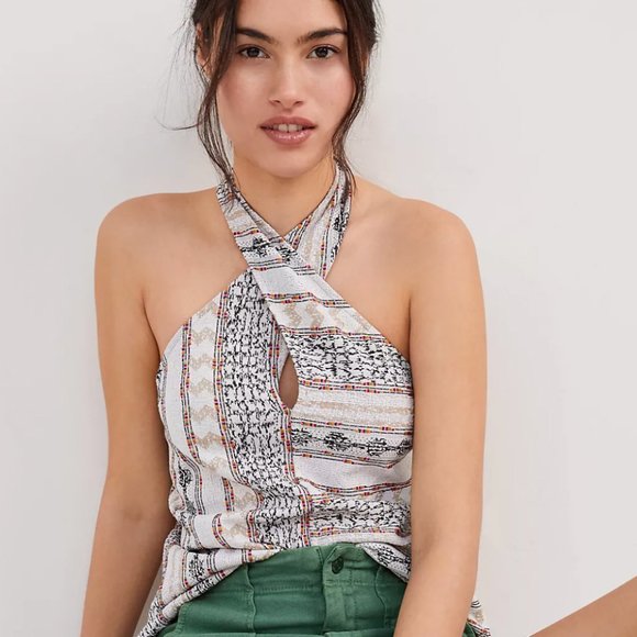 NEW NWT! Anthropologie Leanne Jacquard Halter Tank M - Picture 1 of 5